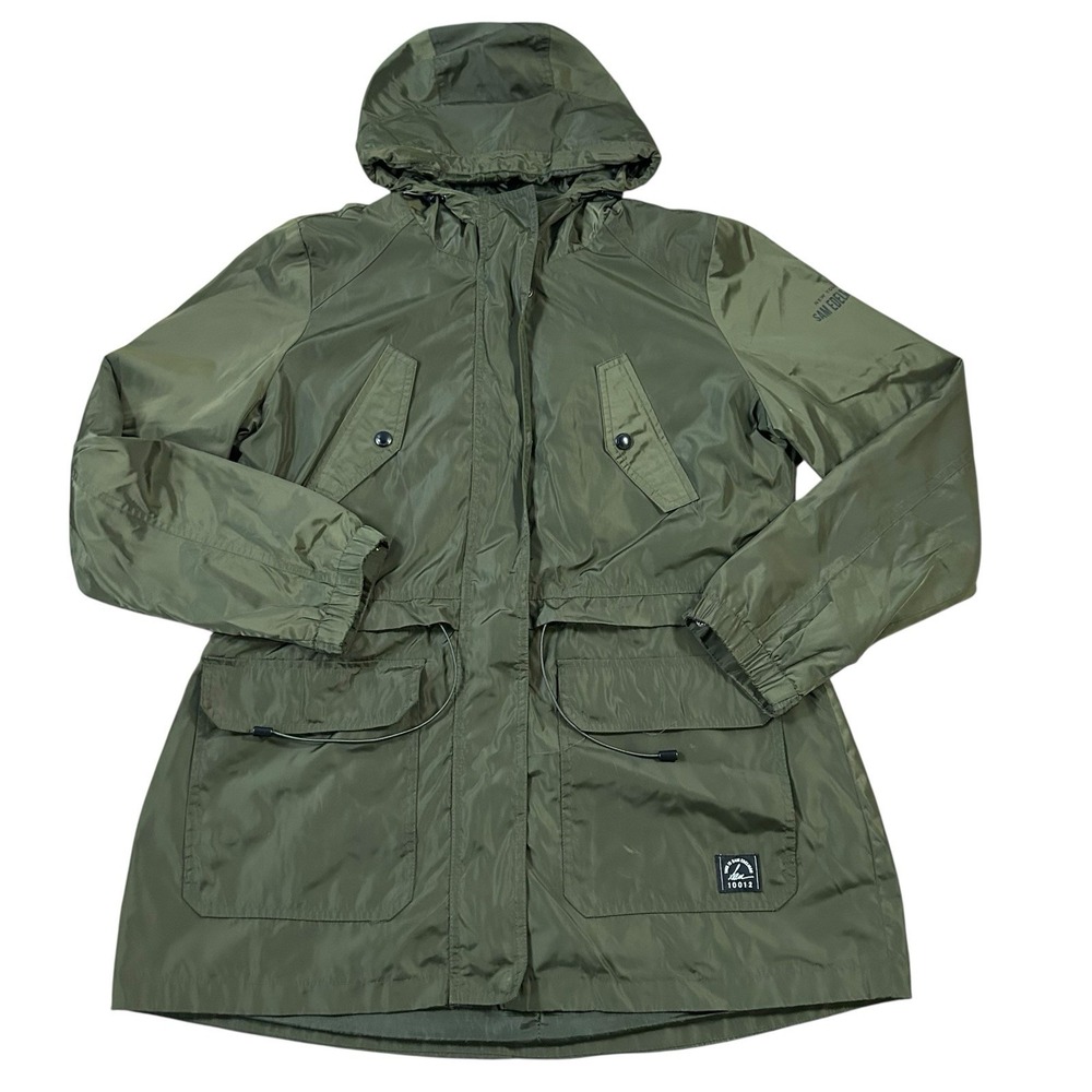 Sam Edelman Women's Size L Army Green Windbreaker Jacket Hooded Pockets